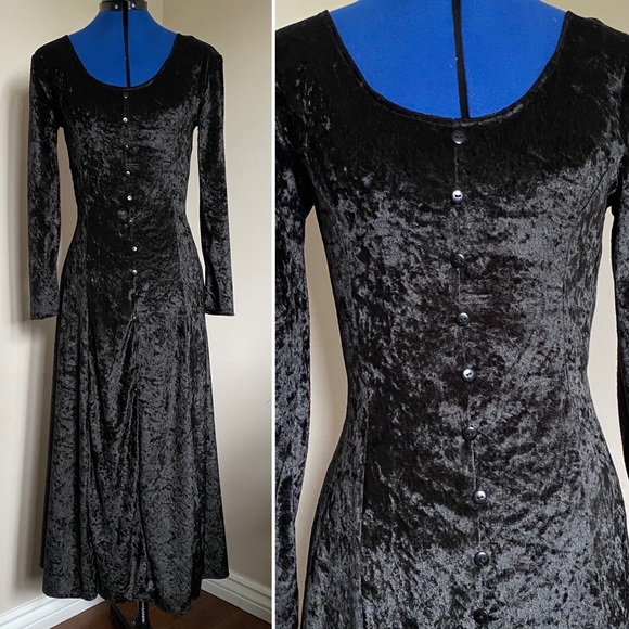 [SOLD]vintage 90s witchy button lace up midi dress - Picture 2 of 16